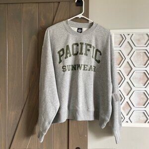 Pacsun Pacific Sunwear Logo Crew Neck Sweatshirt Grey & Green Womens Size M